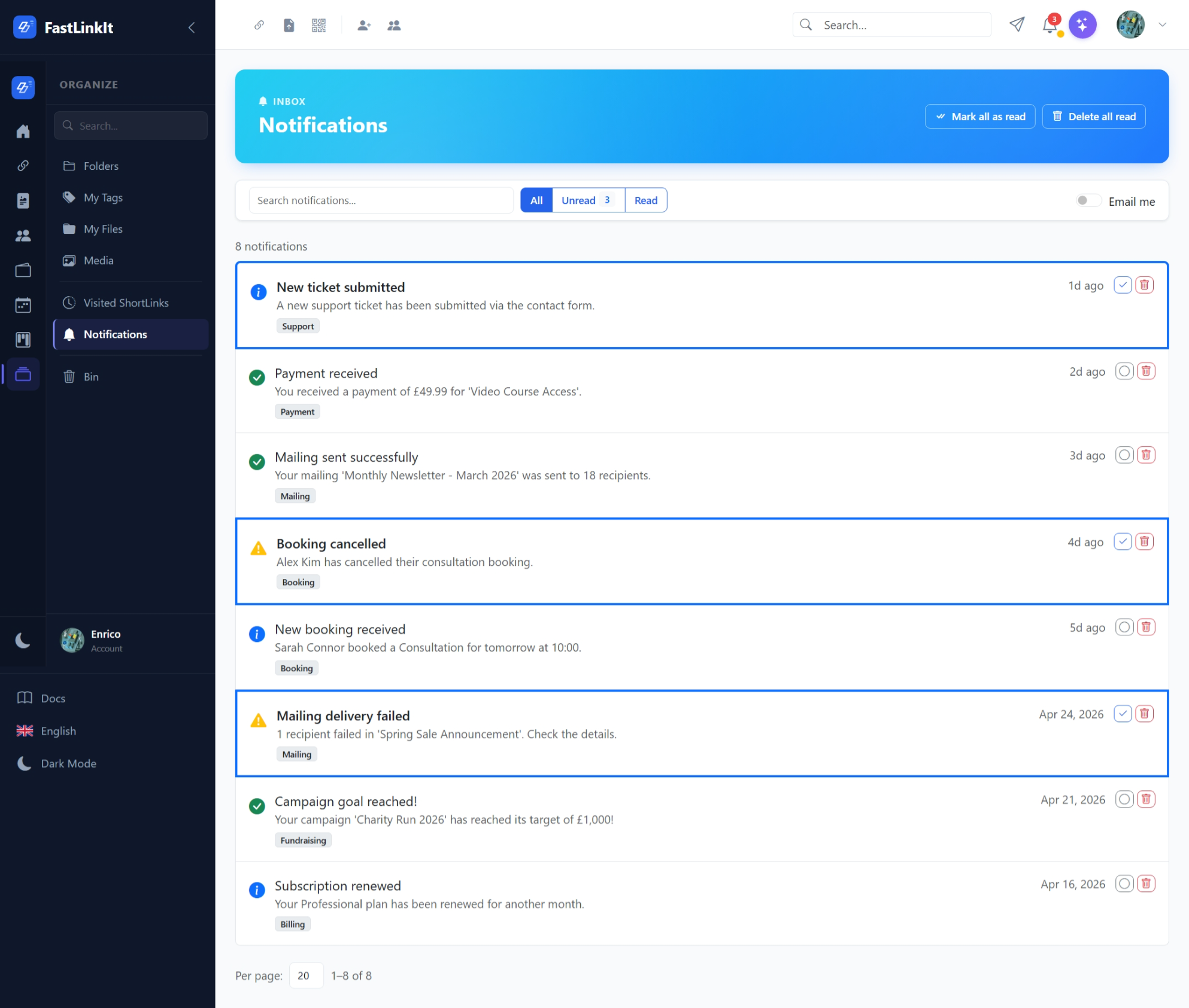 Notification example